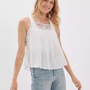 AE White Flowy Side-Tie Tank (M)